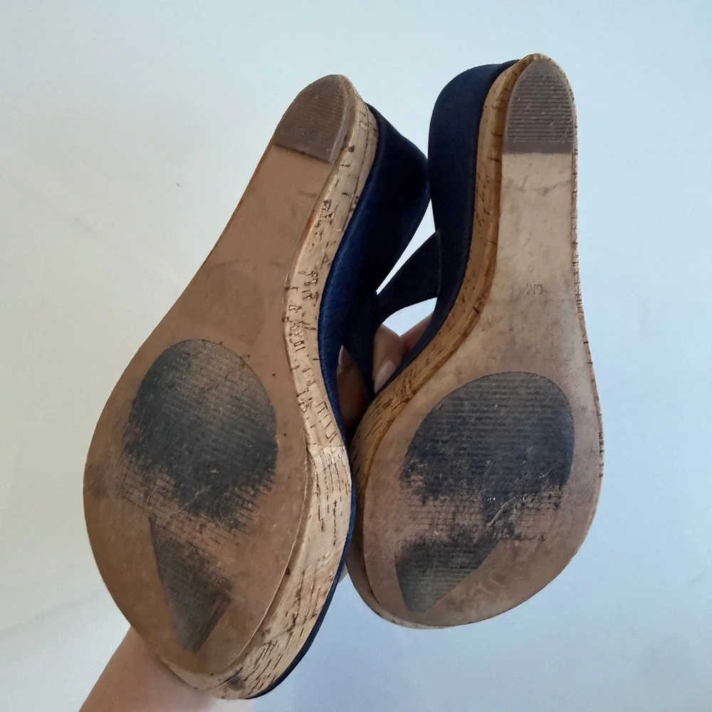 Vintage 90s Guess‎ Denim Cork Wedges Size 6